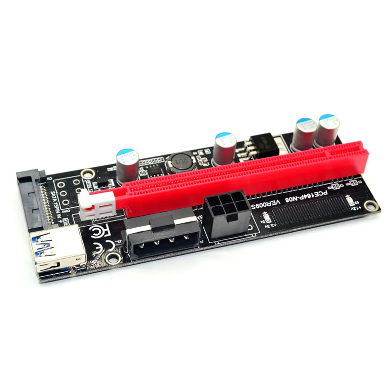 

009s 1x to 16x PCI Express Riser Card PCI-E Extender USB3.0 Cable dual 6pin 4pin molex SATA to 6Pin for ETH Bitcoin Mining Miner