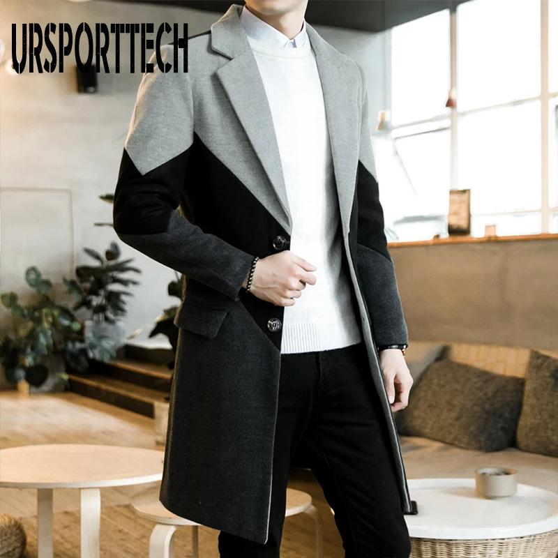 2020 новый осенне зимний Тренч мужской на пуговицах с длинным рукавом Одежда для