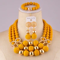 novel yellow costume coral necklace artificial coral bead nigerian wedding african beads jewelry set for women c21 22 04