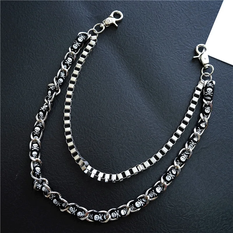 

Fashion Punk Hip-hop Trendy Skull Metal Belts Waist Chain Male Pants Chain Men women Jeans Silver Metal Clothing Accessories