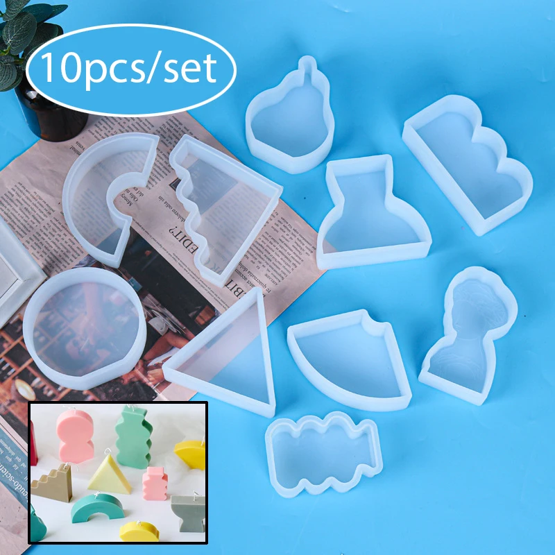 

10Pcs/set Silicone Candle Molds Set for DIY Handmade Aromatherapy Soy Wax Soap Plaster Resin Mould Home Crafts Decor