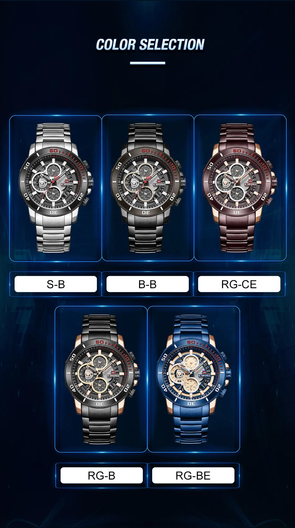 Часы наручные NAVIFORCE Мужские кварцевые спортивные брендовые Роскошные