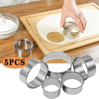 5 piecesset diy biscuit mold set round stainless steel biscuit tool cake fondant cutter home kitchen baking pastry tool