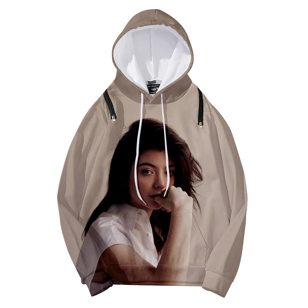 

Толстовка Lorde с капюшоном и принтом 3D, толстовка с капюшоном на молнии и лямкой на шее, Свитшот в стиле хип-хоп, Повседневная Уличная одежда