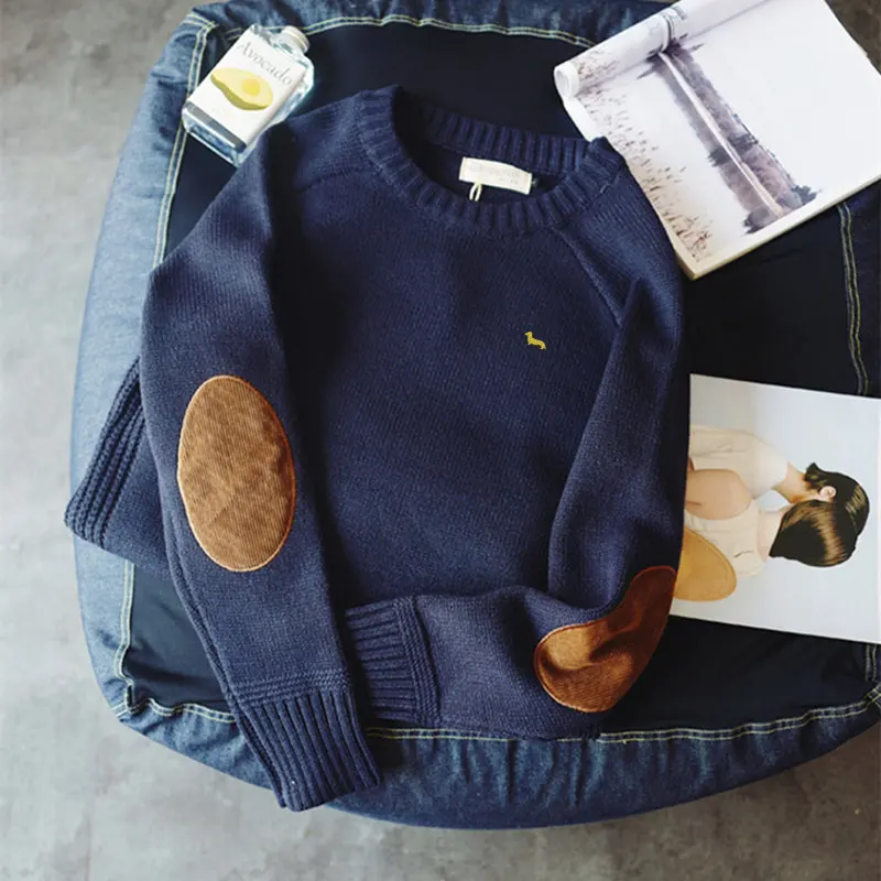 Новые осенние зимние мужские модные одноцветные свитера с круглым вырезом и