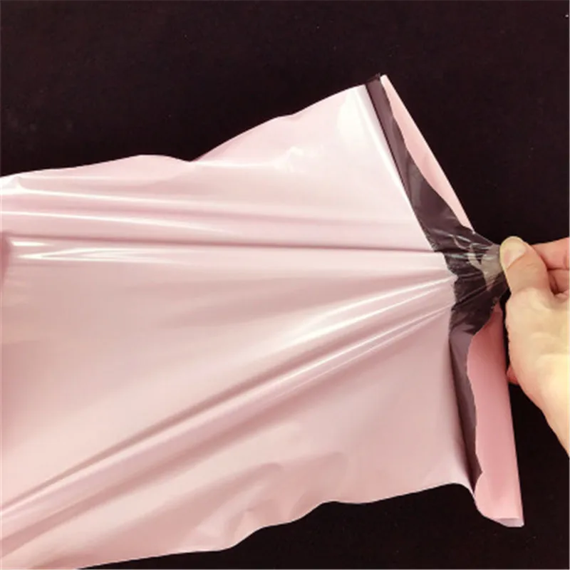 

50Pcs/Pack Mailing Courier Packing Poly Bag Inside black Outside Pink Handle Bag Opaque Waterproof Bags 14 Wires Envelope Postal