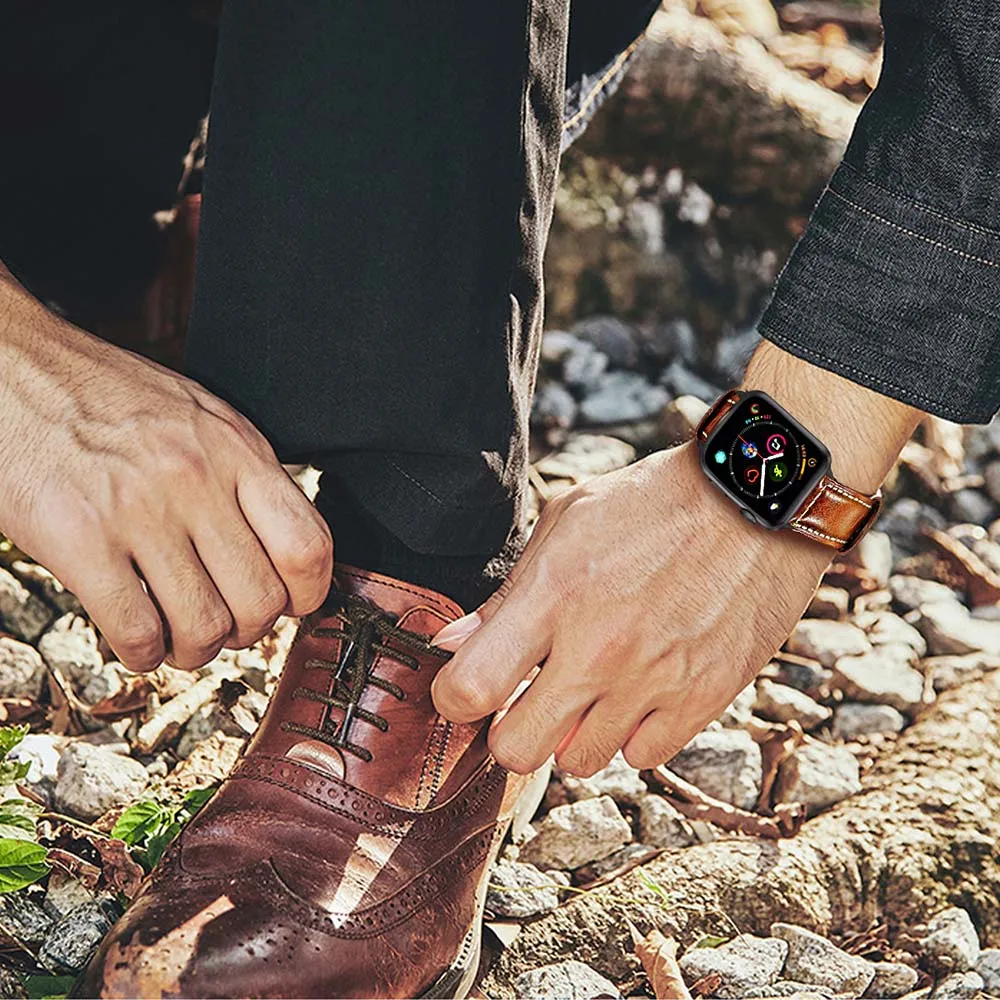 Ремешок итальянский из натуральной кожи для iWatch Apple Watch SE 38 мм 40 42 44 серия 6 5 4 3 2