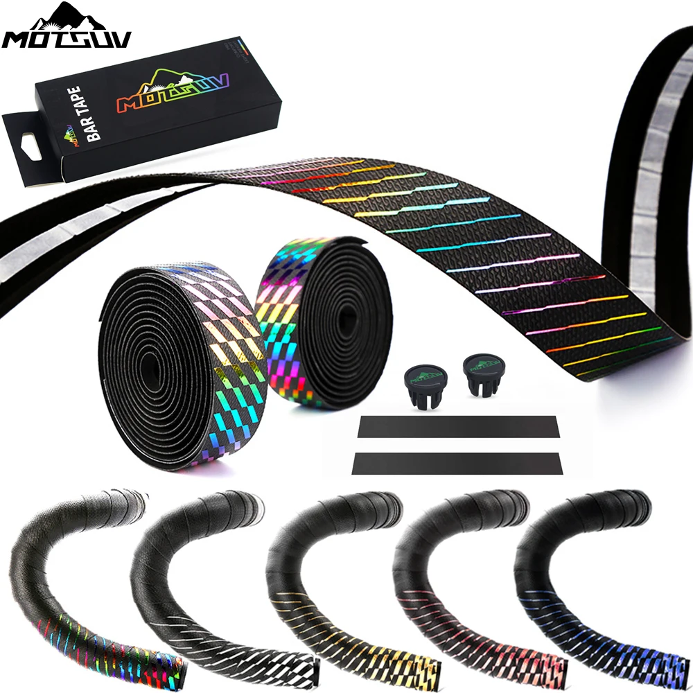

MOTSUV Road Bike Handlebar tapes Diamond sequin style EVA PU Gradient Bar Tape Shock-Proof Bartape Road Bicycle Accessories