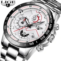 relogio masculino lige fashion mens watches top brand luxury wrist watch quartz clock silver white watch waterproof chronograph