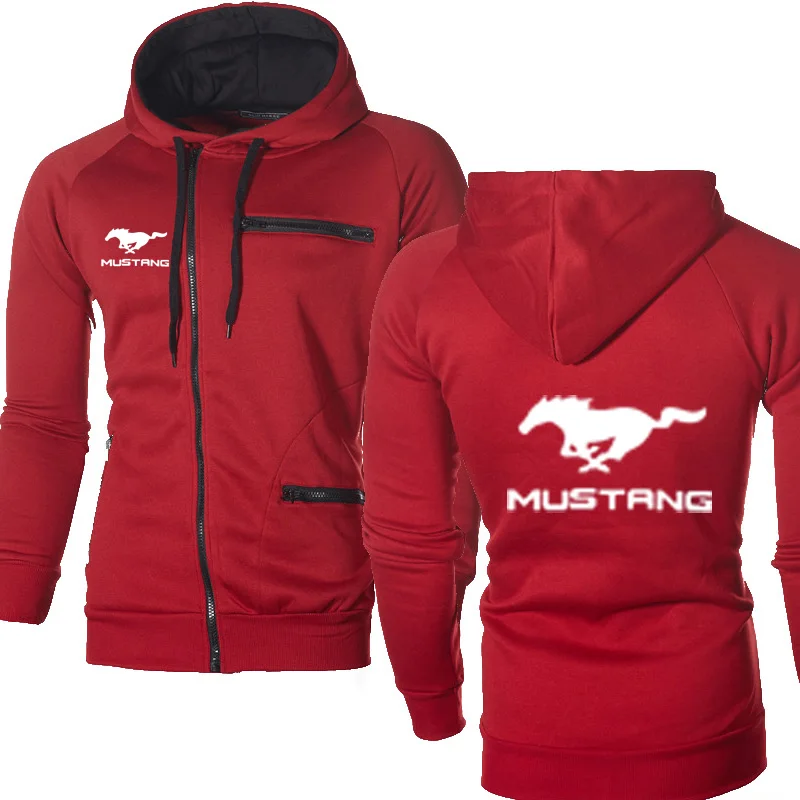 Толстовка мужская с капюшоном и логотипом машины Mustang модная флисовая хлопковая