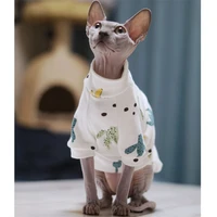 fss cute animal printed hairless cat outfits spring summer kitten clothes for sphynx cat clothes pets clothes cat apparel