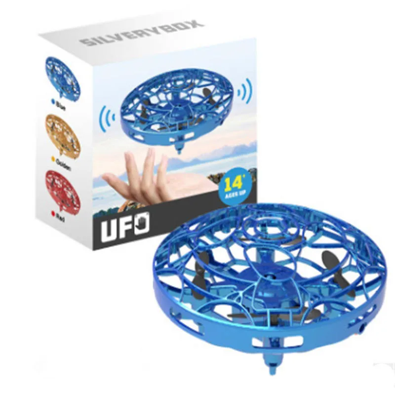 blue Мини-Дрон Quad Индукционная Левитация НЛО светодиодный светильник usb зарядка дети подарок на день рождения игрушки для мальчиков девочек взрослых - Цвет: blue
