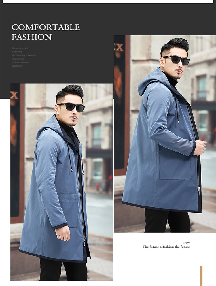 Autumn winter Trench coat Men's Business Double-sided jacket Jacket Casual Overcoat men High quality windbreaker coat men