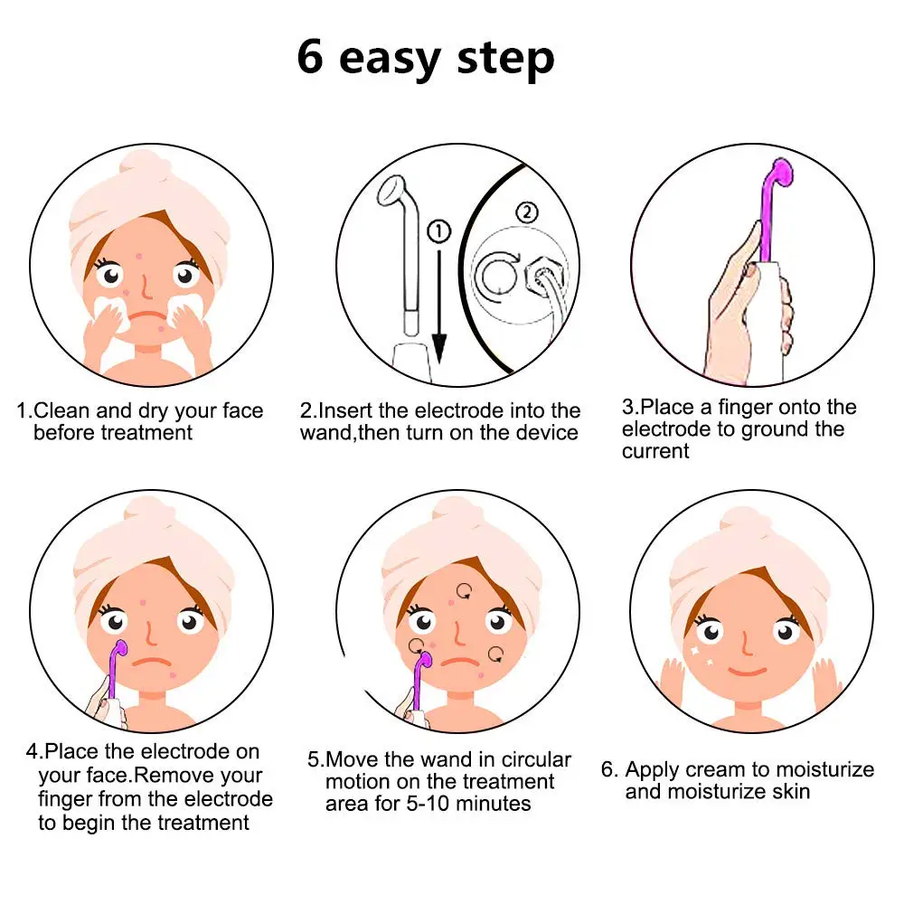 Beauty Star 7 In 1 Electrode Glass Tube High Frequency Facial Machine Spot Acne Wand Facial Spa High Frequency Facial Skin Care
