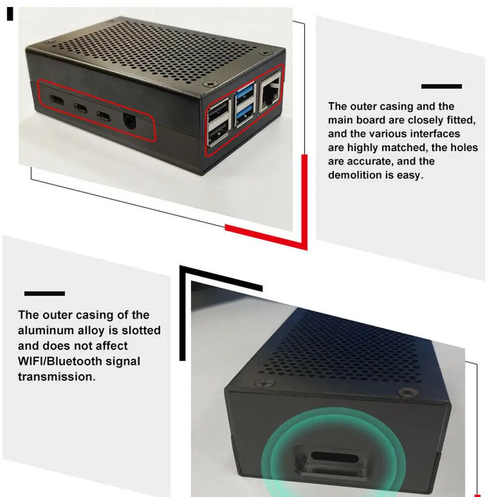 Подходит для Raspberry Pi 4 металлический корпус защитный чехол Корпус алюминиевый
