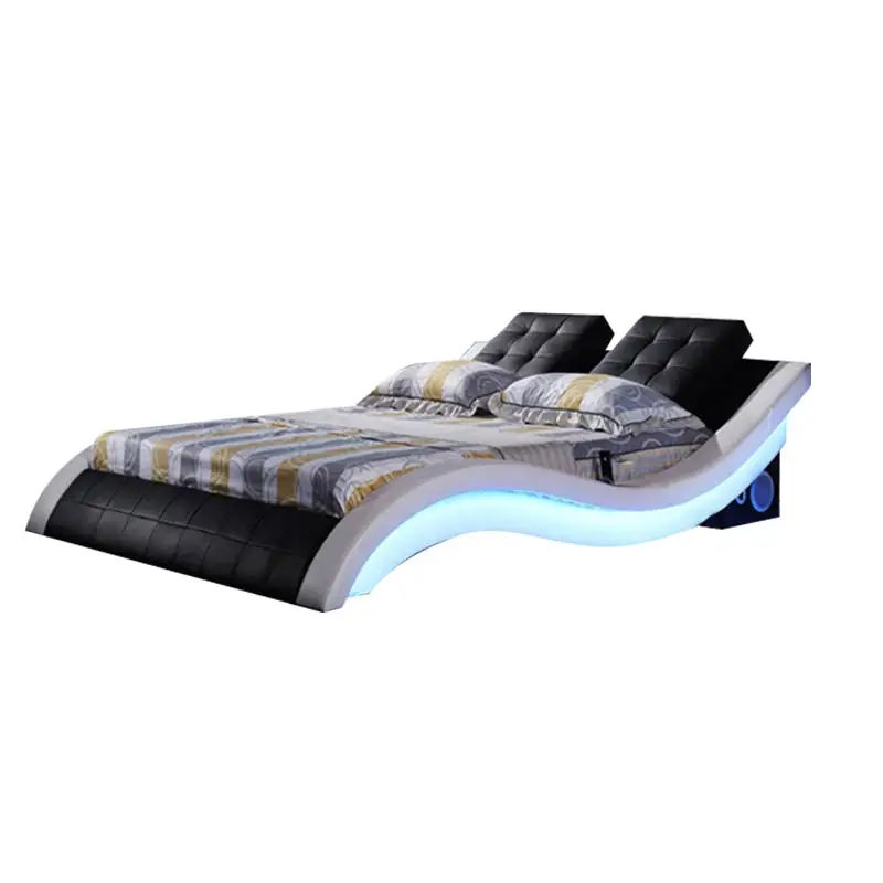 CBMMART 2019 новый дизайн King /queen led светильник S образная кожаная кровать|Наборы для