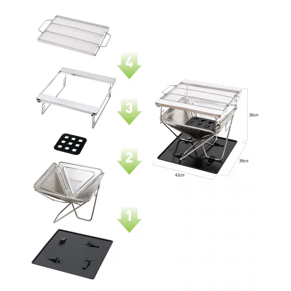

50*44*43cm Large 304 Stainless Steel Outdoor Foldable Bbq Rack Outdoor Barbecue Grill Camping Folding Portable Barbecue Grill
