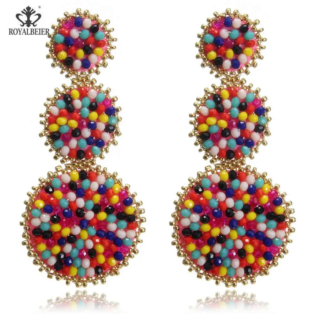 

Trendy Bohemia Beads DIY Long Round Earring Bling Women Ethnic Handmade Multi Color Drop Earrings Gift Jewelry Dropshipping