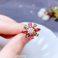 kjjeaxcmy boutique jewelry 925 sterling silver inlaid natural tourmaline gemstone ring female support detection fashion