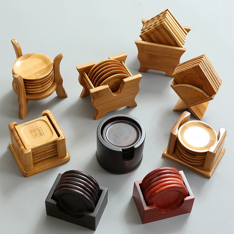 

Tea Set Accessories Tea Cup Mat Kung Fu Tea Ceremony Cup Care Bamboo Ebony Tea Cup Rosewood Coasters Free Shipping