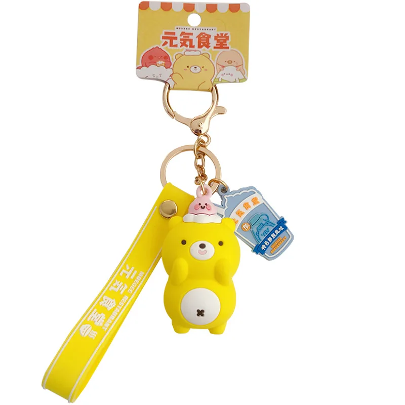 

Cute Web Celebrity Canteen Keychains Accessories Cartoon David Peach Bear Key Chains Girl Cute Doll Key Rings Pendant