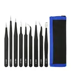 9 шт.8 шт.1 шт., антистатические пинцеты из нержавеющей стали