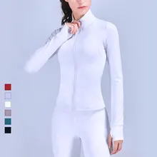 2021 Running Jacket Women Long Sleeved Fitness Coat Yoga Crop Tops with Thumb Holes Gym White Bomber Jacket Women Jogging Tights (4)