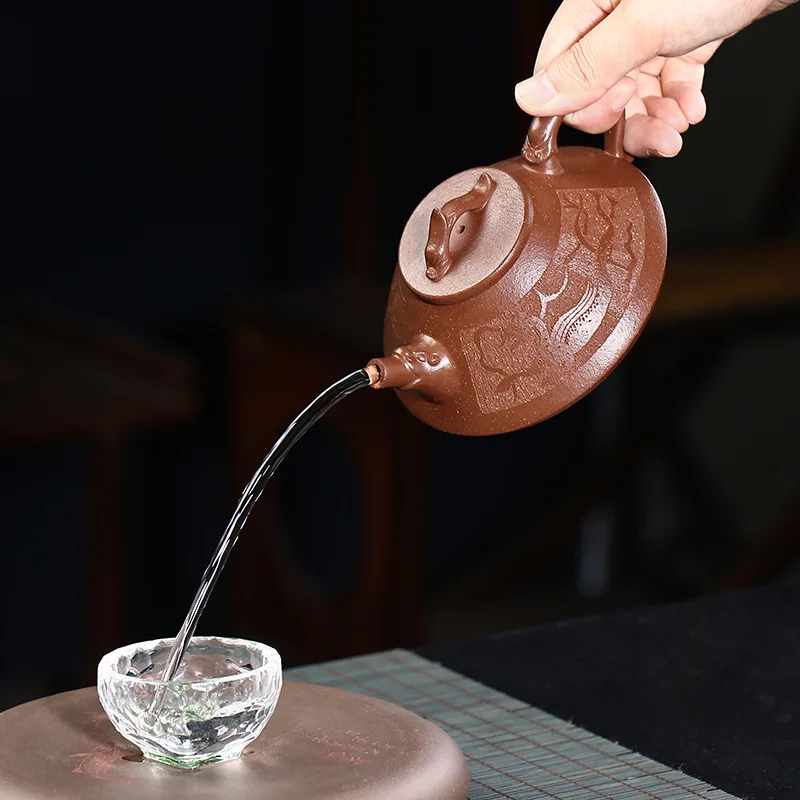 

Yixing Purple Clay Pot, Zisha, Tea Set, Drinking Set, Tea Drinking, Hand-made, Dragon Prosperity Pot,Drinkware,Teaware for Green