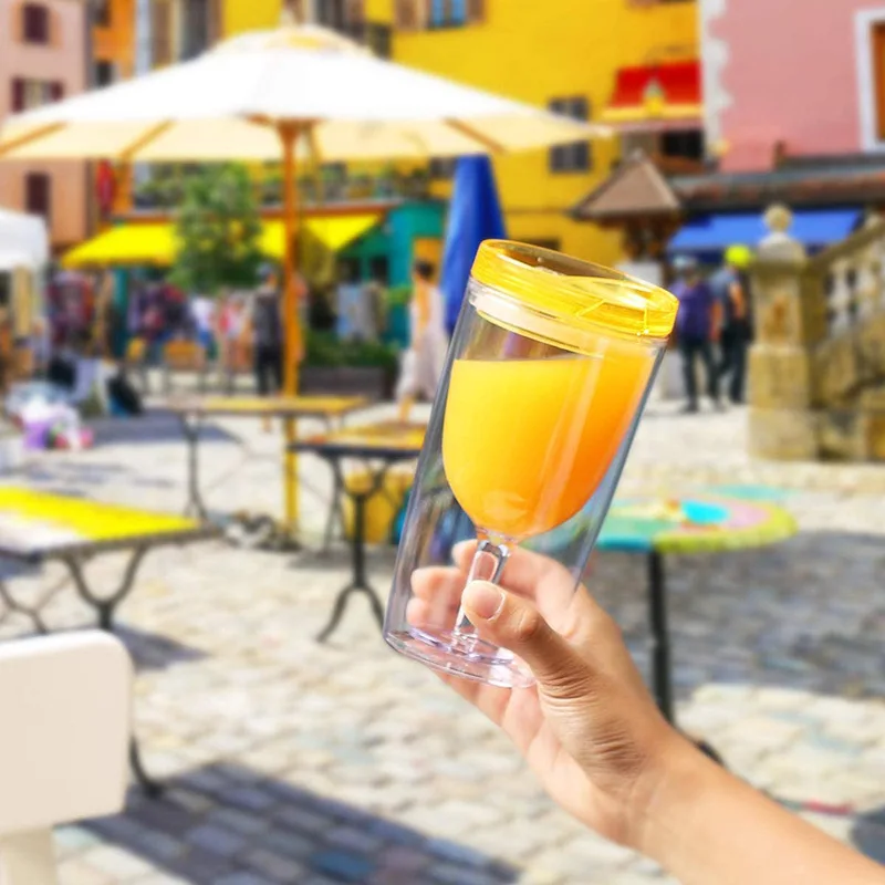 Новый продукт 10 унций двухслойная пластиковая чашка портативный бокал для вина