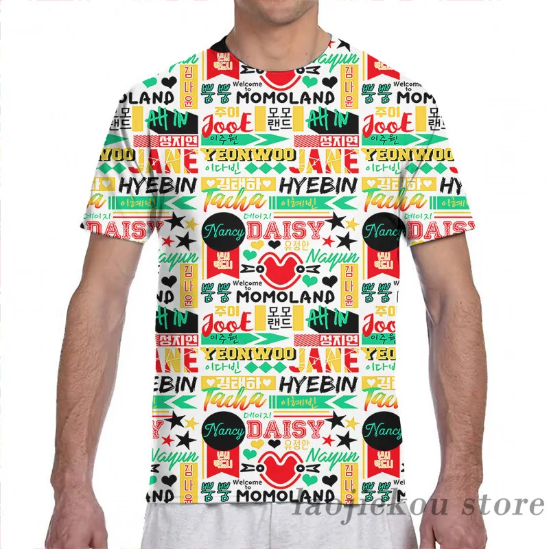 Футболка Momoland с коллажем для мужчин и женщин модная тенниска принтом по всей