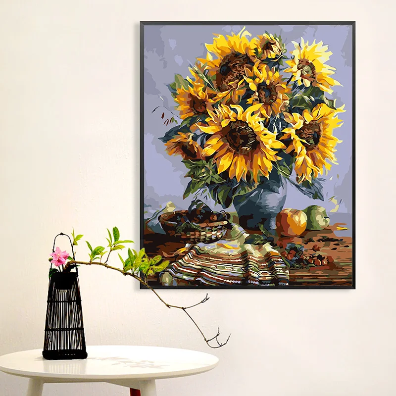 DIY Цифровая живопись Хризантема креативное искусство Гостиная для взрослых