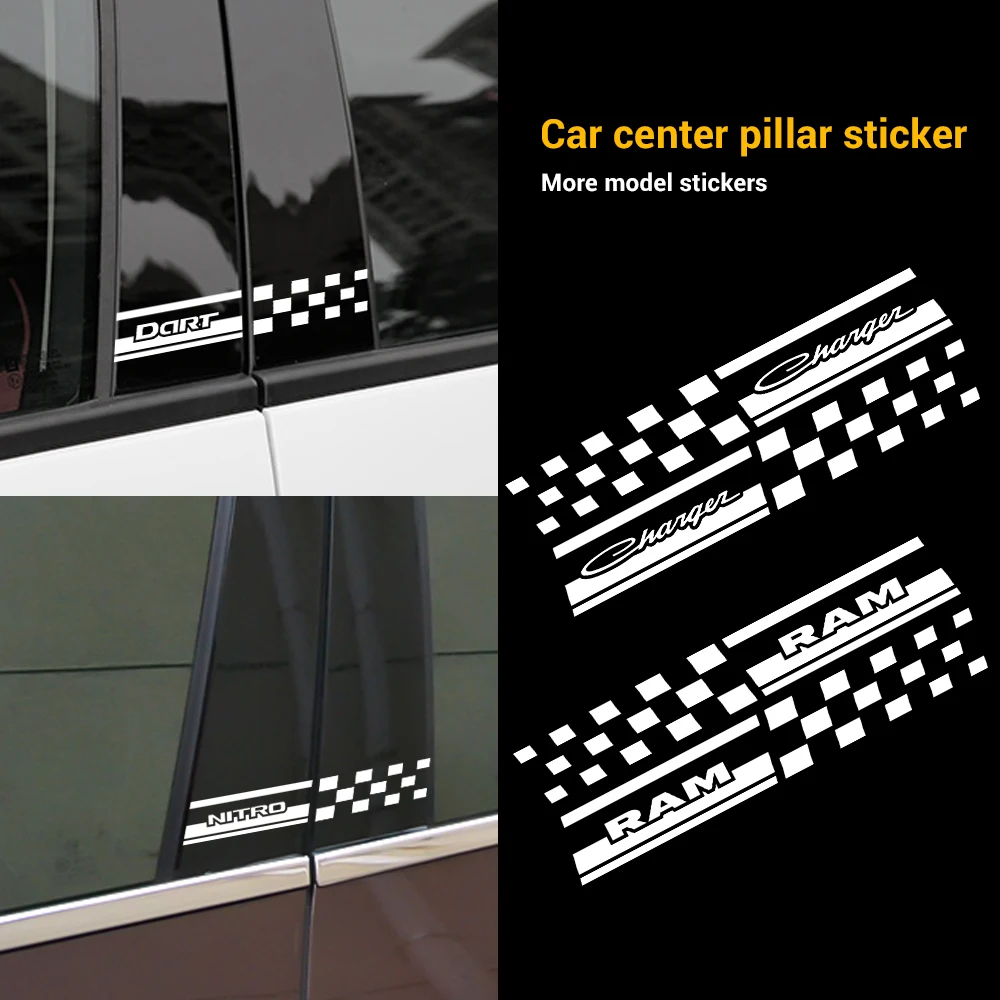 

2PCS Car Window B Center Pillars Decor Stickers for Dodge Avengr Durango Caliber SXT Challenger RAM 1500 Charger Dart Nitro SRT