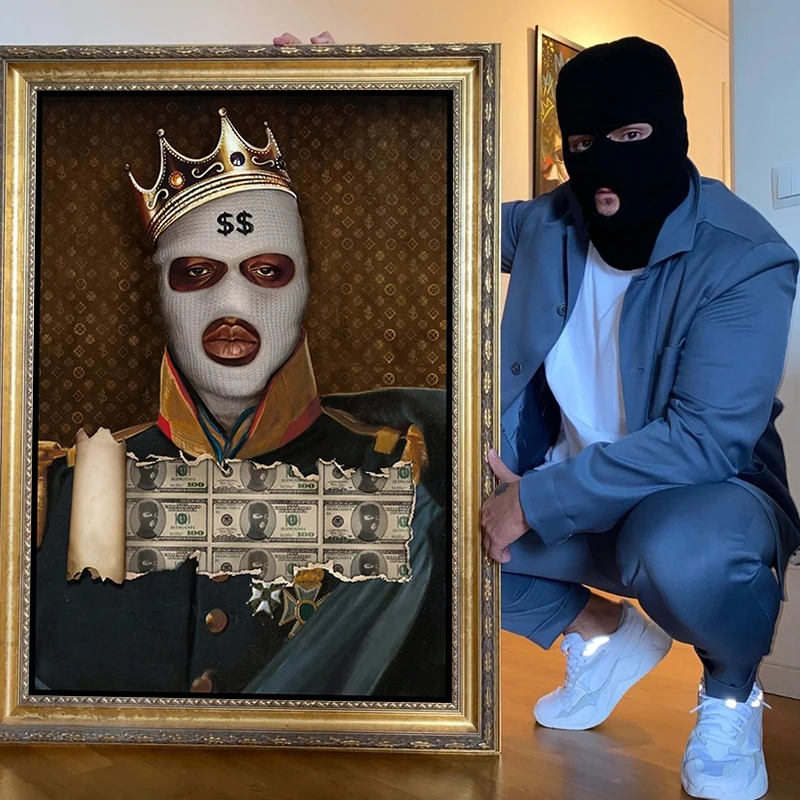 Семейный плакат Бонни и Клайд в маске баскетбольная мечта граффити холст