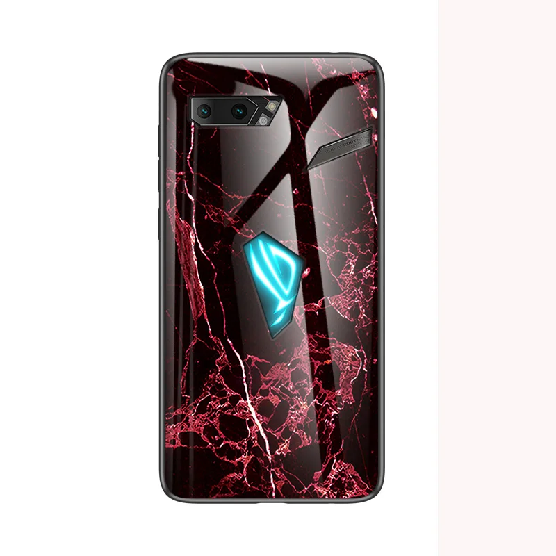 Чехол для Asus ROG Phone 2 ZS660KL, роскошный стеклянный мраморный стеклянный гибридный мягкий силиконовый Жесткий Чехол для Asus ROG 2, чехол для телефона - Цвет: 6