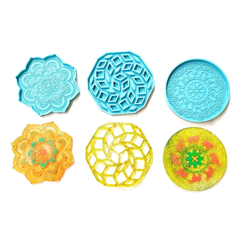 

Mandala Coaster Epoxy Resin Mold Round Tray Cup Mat Casting Silicone Mould DIY Crafts Home Decoration Making Tool