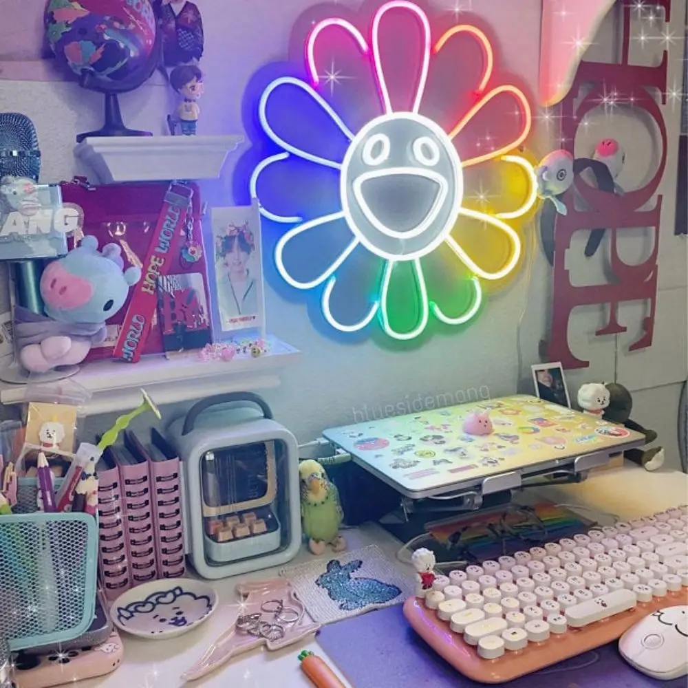 Неоновая вывеска в виде подсолнуха гибкая светодиодная неосветильник