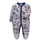 Пижама для новорожденных мальчиков, хлопковый комбинезон с длинным рукавом и милым принтом, Модный комбинезон для сна, Одежда для новорожденных