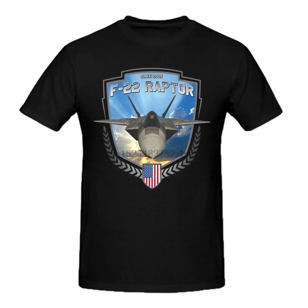 

F-22 Raptor Fighter Fashion Short Printed Funny Cotton T-shirt Men Tops