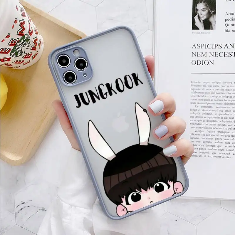 

Kpop Idol Cartoon Image Phone Cases Phone Case For IPhone 12 11 Pro Max XR XS Max X SE2 6s 7 8 PlusHard Shockproof Gray Case