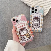 cute cartoon lens protection painted luxury brand blessing kitty frame phone case for iphone11 12 13 promax xr xsmax cover