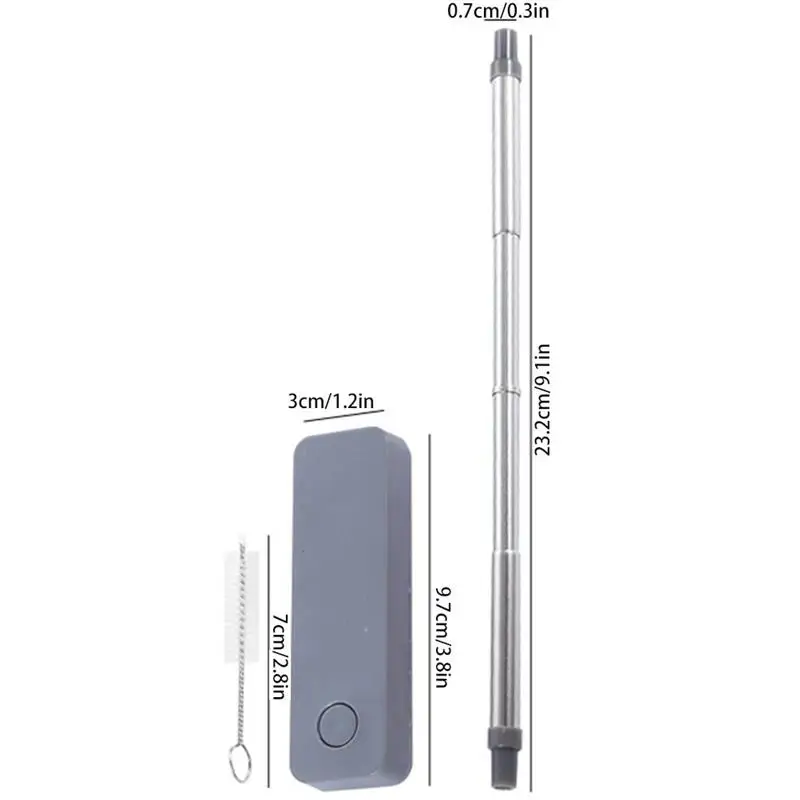 

Outdoor Travel Portable Reusable Drinking Straw Stainless Steel Collapsible Telescopic Straw with Cleaning Brush and Storage Box