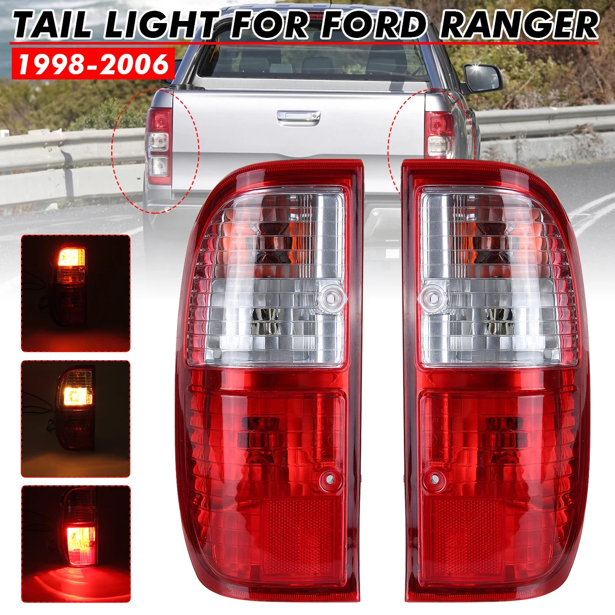 

Pair Car Styling Rear Taillight back Lamp Tail Lights rear Lamp Harness Fit For Ford Ranger 1998 1999 2000 2001 2002 2003 2006
