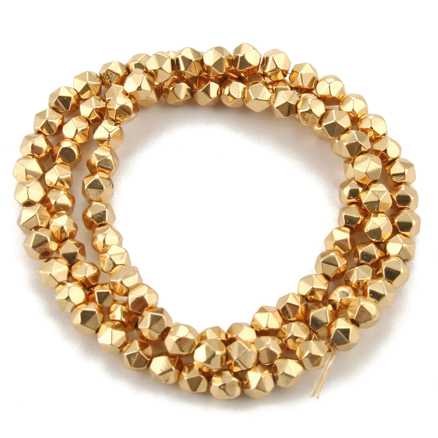 

4mm Faceted Shape Natural Hematite Beads KC Gold Rose Gold Silver Color Loose Stone Beads for Jewelry Making DIY Bracelet