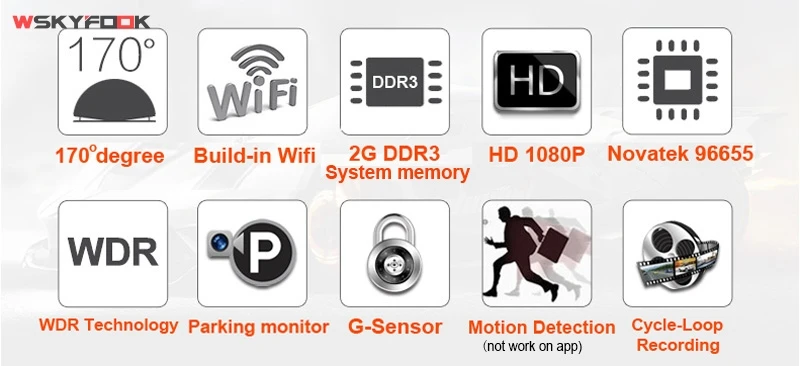 Автомобильный видеорегистратор с Wi-Fi для Volkswagen Touareg 2011- 1080P HD, g-сенсор, WDR циклическая запись скрытого типа