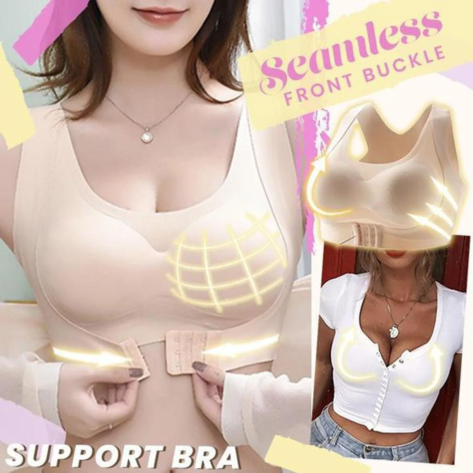 

Women Bra Posture Corrector Bralette Front Closure Bras Fitness Vest Push Up Bra Female Brassiere Underwear Cross Back Tank Tops