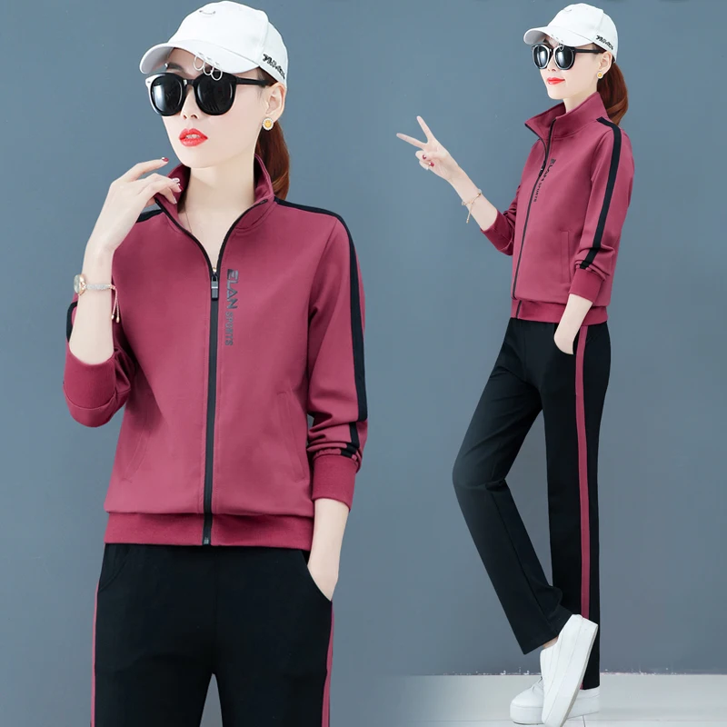

2020 Clothing Tracksuit For Women Outfits 2 Piece Set Jacket And Pant Suits Spring Elegant Sportsuit Plus Size Large Matching