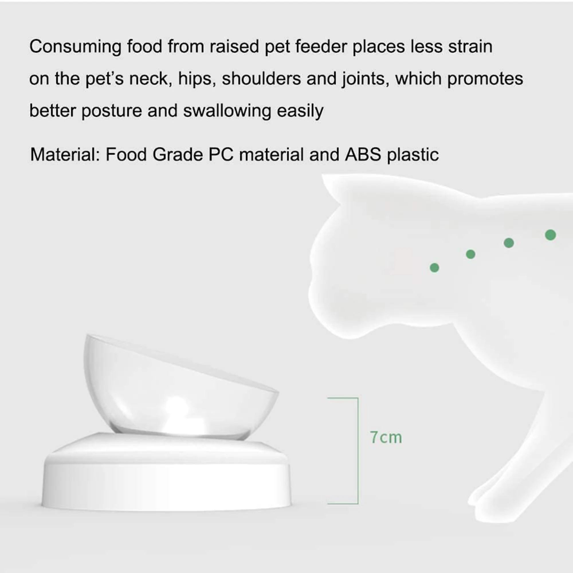 

Pet Cat Raised Bowls 15 Degree Tilted Feeding Bowls with Raised Stand Food and Water Anti-Vomiting Bowls