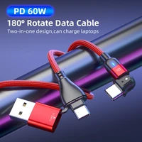 3 in 1 60w pd fast charger cable usb c to type c micro magnetic data cables for iphone xiaomi charging wire for macbook laptop