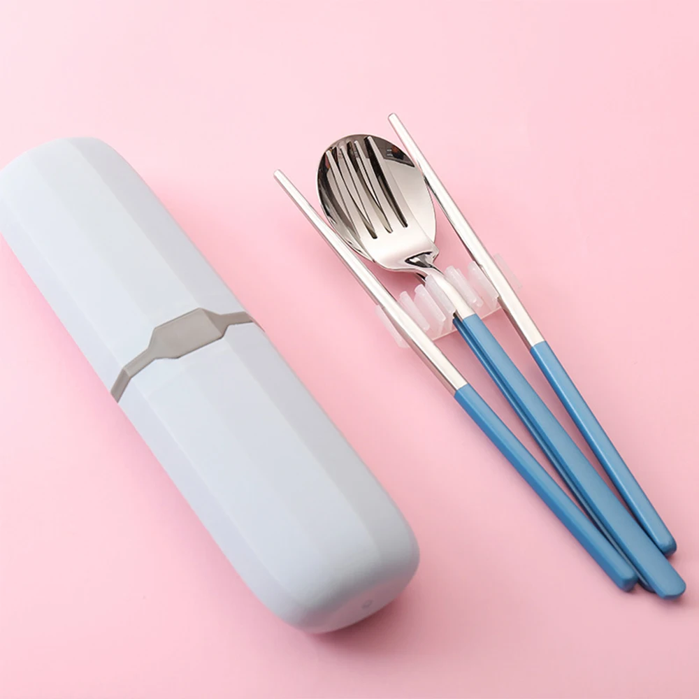 3 шт./компл. портативный набор столовых приборов из нержавеющей стали с коробкой