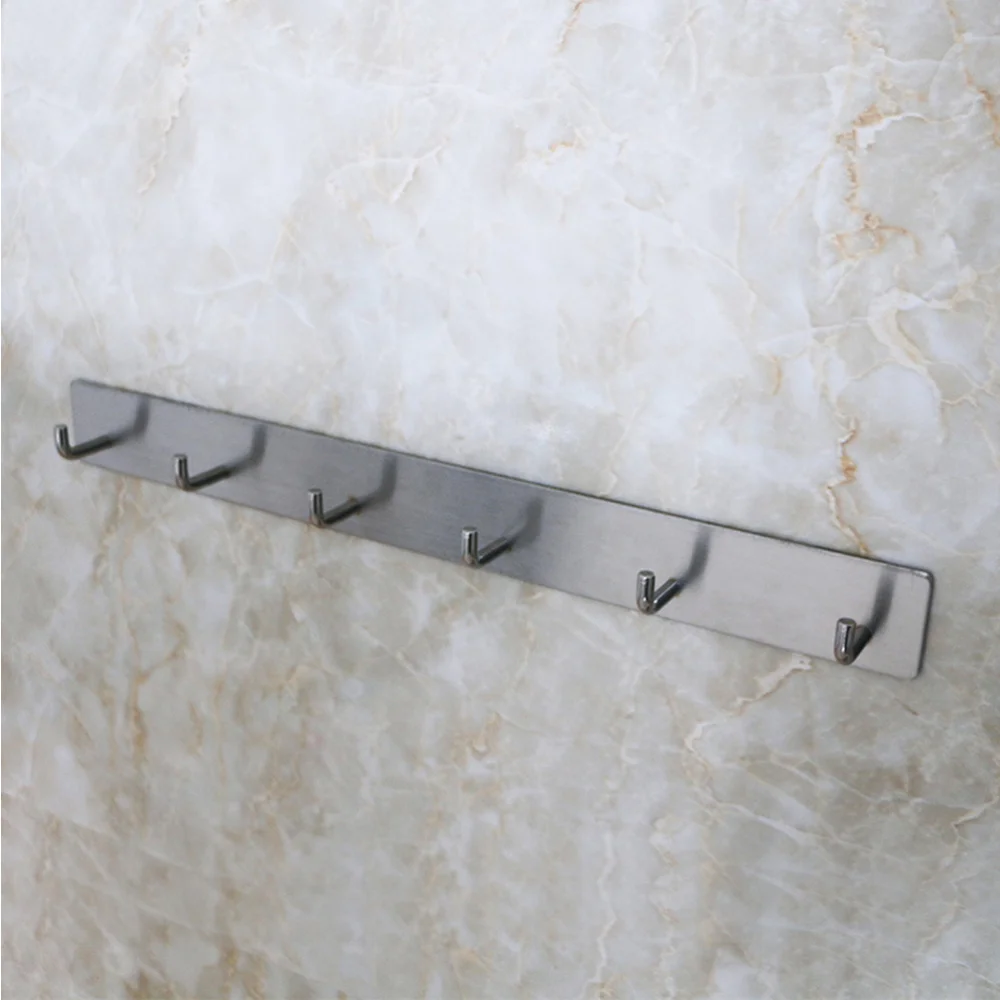 

Creative Free Hangers With 6 Hooks Multifunctional Adjustable Wall Hooks Stainless Steel Nail-free Square Sticky Hooks(304)